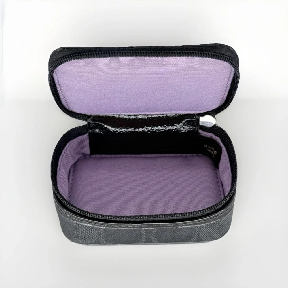 Coach Signature C Triple Pill Case Travel Organizer Black Purple 1941